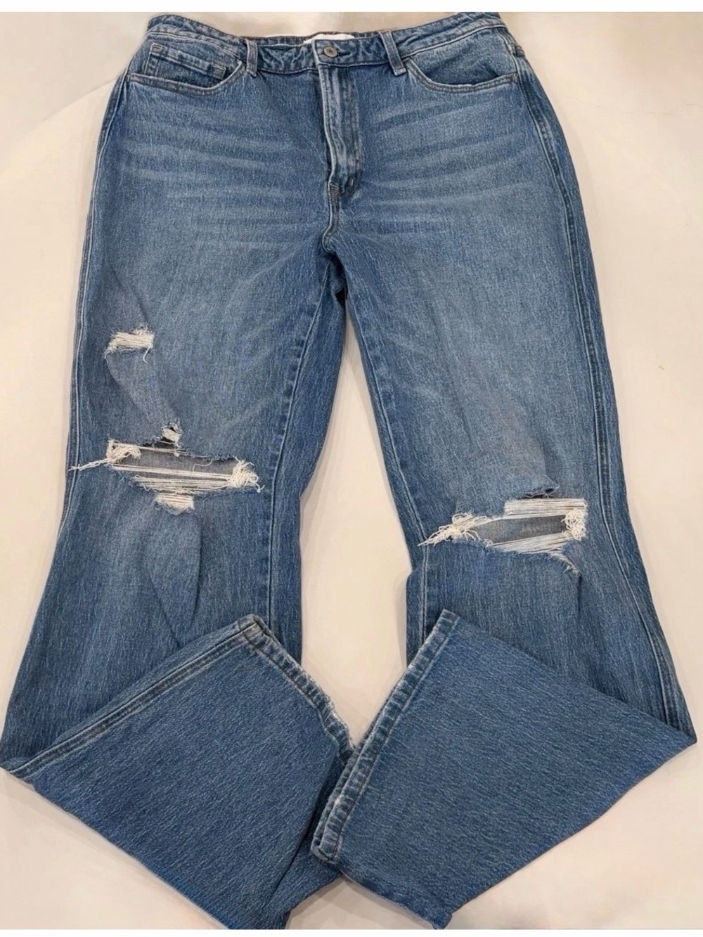 VERVET Jeans Womens 31 NWT Distressed Flare Wide Leg Medium Wash Denim—Unworn